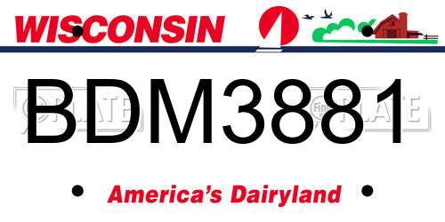 BDM3881 Wisconsin License Plate