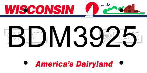 BDM3925 Wisconsin License Plate