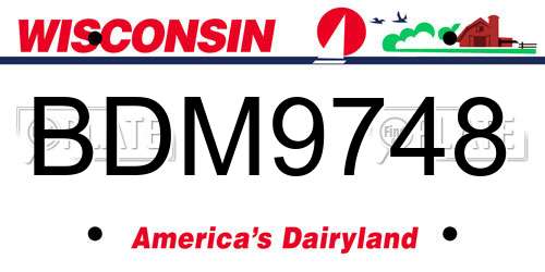 BDM9748 Wisconsin License Plate