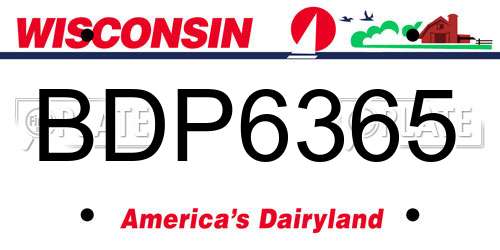 BDP6365 Wisconsin License Plate