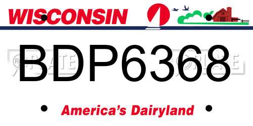 BDP6368 Wisconsin License Plate