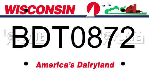 BDT0872 Wisconsin License Plate