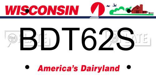 BDT62S Wisconsin License Plate
