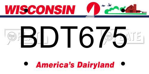 BDT675 Wisconsin License Plate