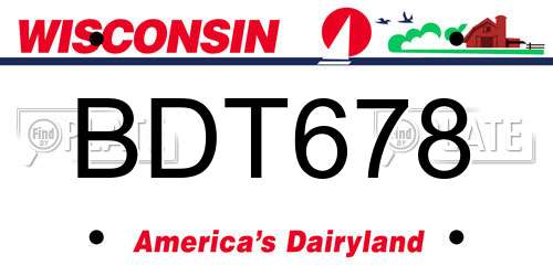 BDT678 Wisconsin License Plate