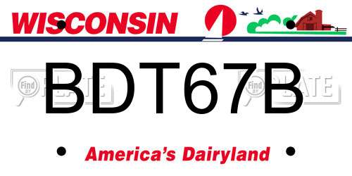 BDT67B Wisconsin License Plate