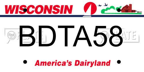BDTA58 Wisconsin License Plate