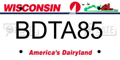 BDTA85 Wisconsin License Plate