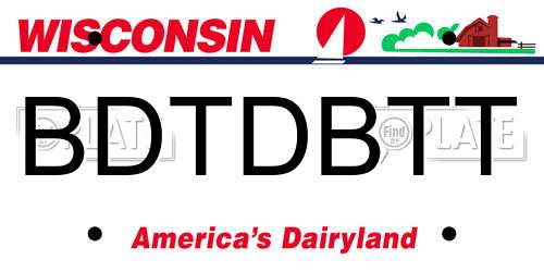 BDTDBTT Wisconsin License Plate