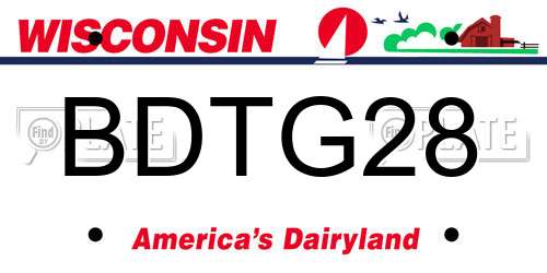 BDTG28 Wisconsin License Plate