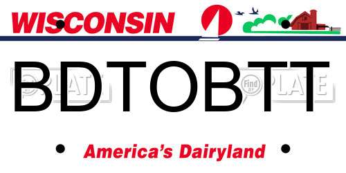 BDTOBTT Wisconsin License Plate
