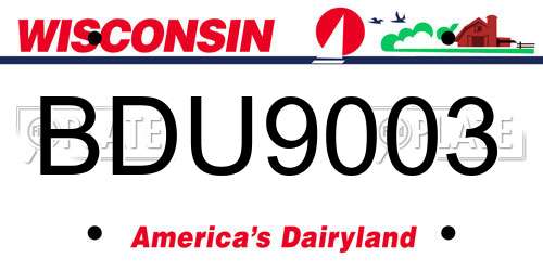 BDU9003 Wisconsin License Plate