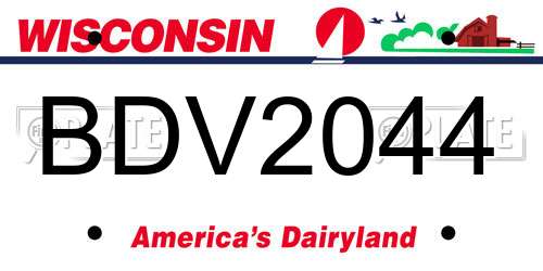 BDV2044 Wisconsin License Plate