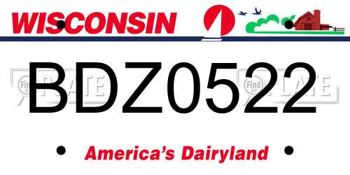 BDZ0522 Wisconsin License Plate