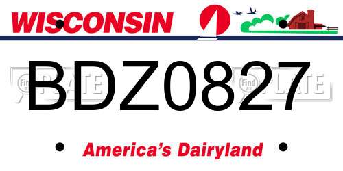 BDZ0827 Wisconsin License Plate