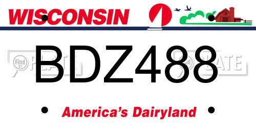 BDZ488 Wisconsin License Plate