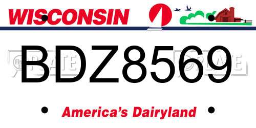BDZ8569 Wisconsin License Plate