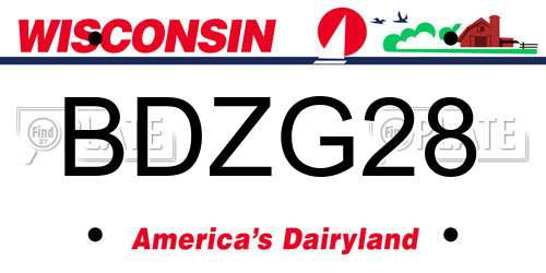 BDZG28 Wisconsin License Plate