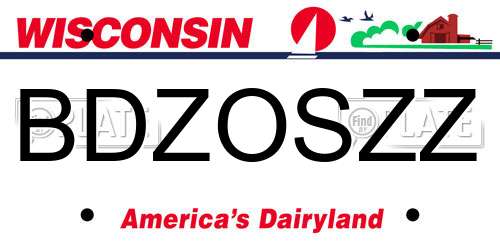 BDZOSZZ Wisconsin License Plate