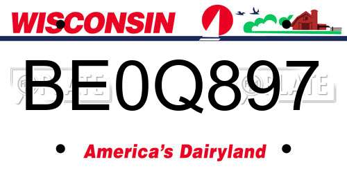 BE0Q897 Wisconsin License Plate