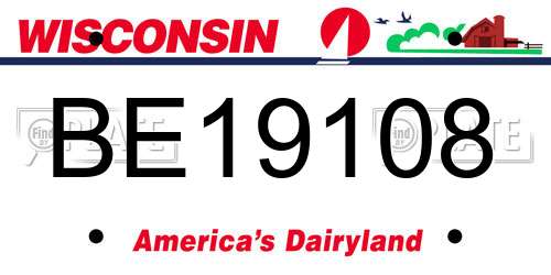 BE19108 Wisconsin License Plate