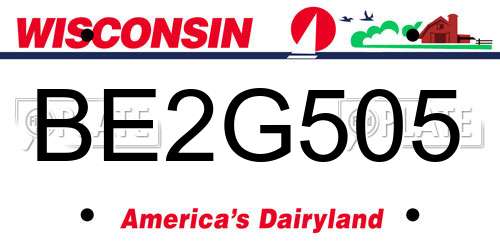 BE2G505 Wisconsin License Plate