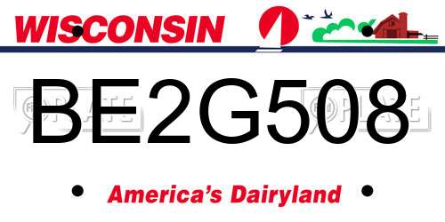 BE2G508 Wisconsin License Plate