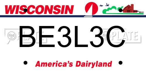 BE3L3C Wisconsin License Plate