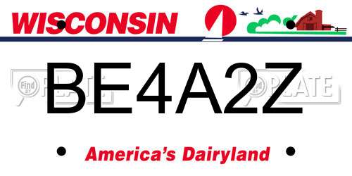 BE4A2Z Wisconsin License Plate