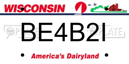 BE4B2I Wisconsin License Plate