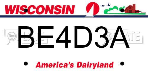 BE4D3A Wisconsin License Plate