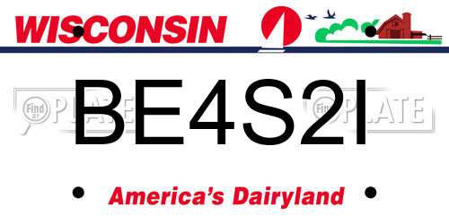 BE4S2I Wisconsin License Plate