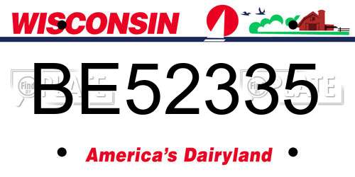 BE52335 Wisconsin License Plate