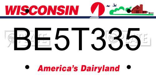 BE5T335 Wisconsin License Plate
