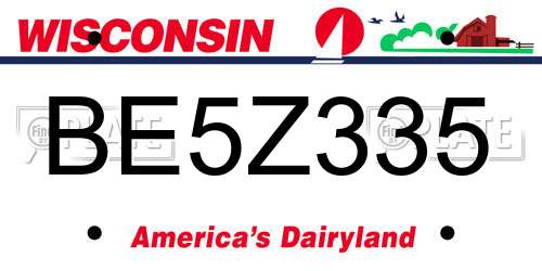 BE5Z335 Wisconsin License Plate