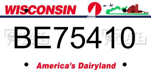 BE75410 Wisconsin License Plate