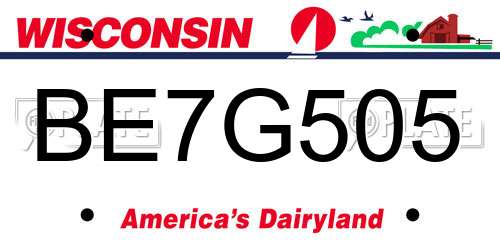 BE7G505 Wisconsin License Plate