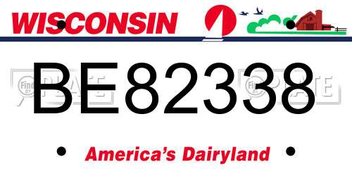 BE82338 Wisconsin License Plate