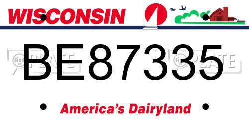 BE87335 Wisconsin License Plate