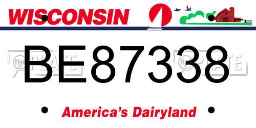 BE87338 Wisconsin License Plate