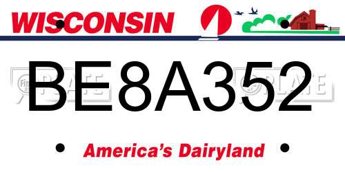 BE8A352 Wisconsin License Plate