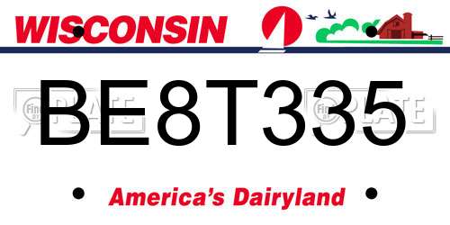 BE8T335 Wisconsin License Plate