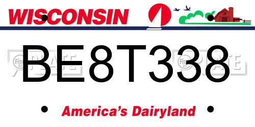 BE8T338 Wisconsin License Plate