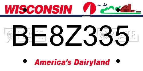 BE8Z335 Wisconsin License Plate