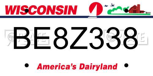 BE8Z338 Wisconsin License Plate