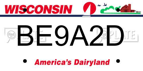 BE9A2D Wisconsin License Plate