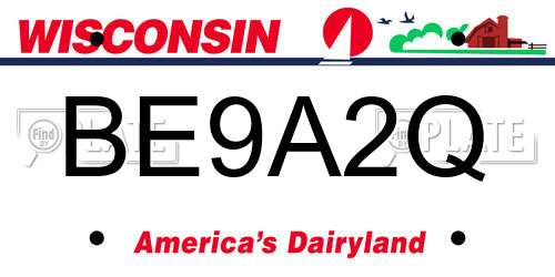 BE9A2Q Wisconsin License Plate