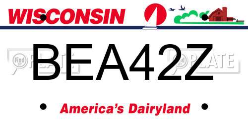 BEA42Z Wisconsin License Plate