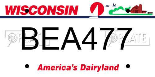 BEA477 Wisconsin License Plate