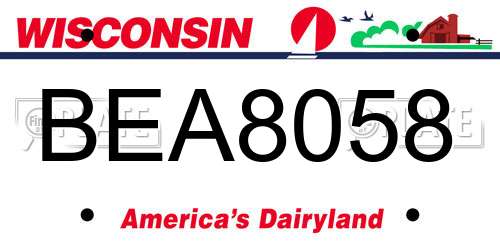 BEA8058 Wisconsin License Plate